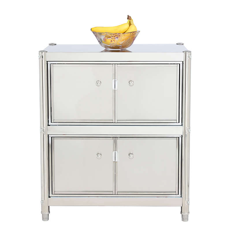 带门置物架不锈钢双柜门厨房置物架不锈钢收纳置物架置地式