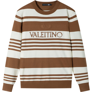 BM男士针织衫2025新款撞色条纹长袖毛衣男款潮牌字母秋季男装上衣