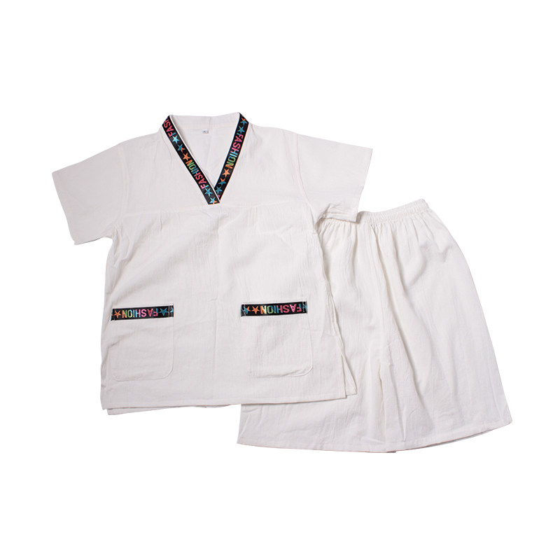 白色纯棉汗蒸服男女情侣浴袍桑拿洗浴服特大码贵宾服按摩足疗服浴