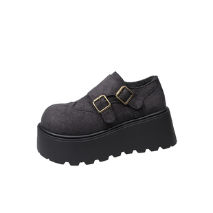 厚底增高7cm全包勃肯鞋女2025冬季新款小个子乐福鞋百搭加绒棉鞋