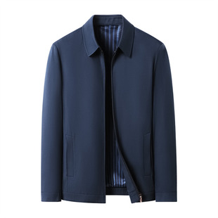 商务风翻领夹克男春季宽松行政外套中老年爸爸装休闲商务穿搭上衣