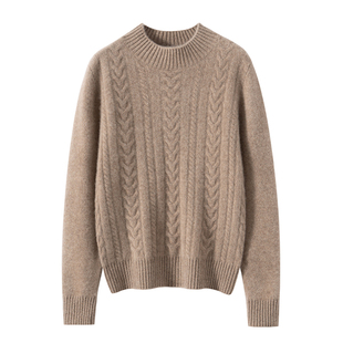 秋冬新款100%纯山羊绒衫女半高领针织衫宽松加厚毛衣打底衫内搭