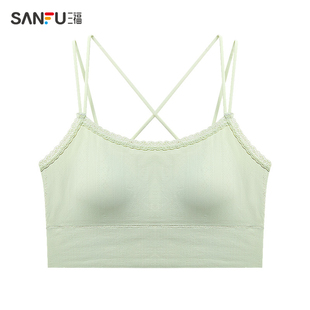 【凉感速干】三福双交叉大U型背心休闲运动风带杯吊带内衣女
