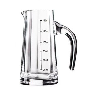 轻奢水晶玻璃棱纹带柄白酒分酒器家用刻度分酒壶白酒醒酒器小酒盅