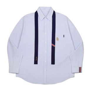 【苏醒王栎鑫同款】Ravenous学院风领带刺绣条纹衬衫ETBTO