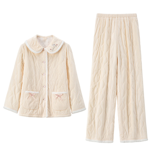 RoseTree珊瑚绒睡衣女士冬季可爱加绒加厚保暖家居服套装2025新款