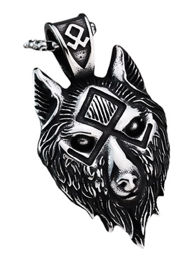 个性男士钛钢吊坠无限狼头骨