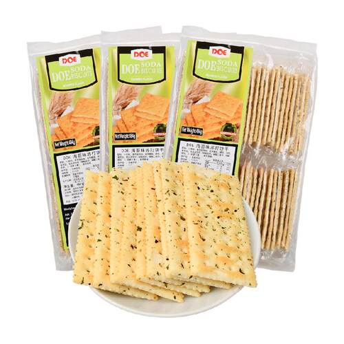 马来西亚进口DOE海苔味苏打饼干484g*3袋片片鲜脆