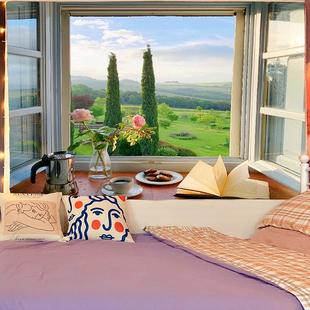 秋天田野 饰墙面布艺挂毯 ins窗户背景布卧室床头挂布租房宿舍装