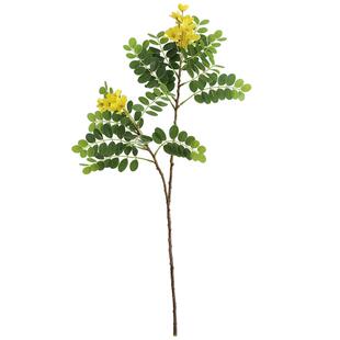 黄槐花仿真花假花摆设高端绿叶植物客厅餐桌轻奢摆件桌面插花装饰