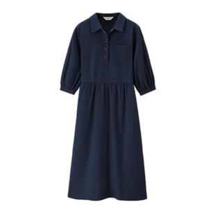 佐丹奴裙子女夏季新款莱赛尔绑带中袖西装领衬衫连衣裙女05465079