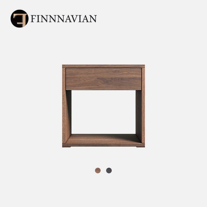 芬纳维亚传承系列 日式纯实木北欧床边柜 胡桃木床头柜(CUBE库贝)