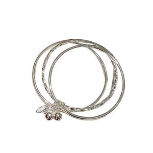 香港正生纯银传承手镯女纯银细9999手镯简约三环铃铛叶子三生三世