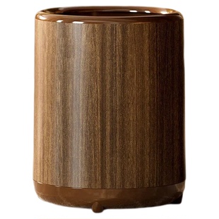 仿木纹垃圾桶家用2026新款客厅轻奢高档中古风带盖厨房大容量纸篓