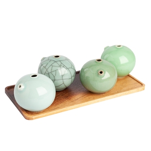 御宝阁文房四宝陶瓷水滴砚滴火锅砚台龙泉毛笔墨汁墨条墨块和砚台墨碟墨池墨盘笔洗书法国画工具用品摆件女生