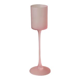 磨砂粉色高脚玻璃杯家用创意微醺女生可爱直筒红酒杯香槟鸡尾酒杯