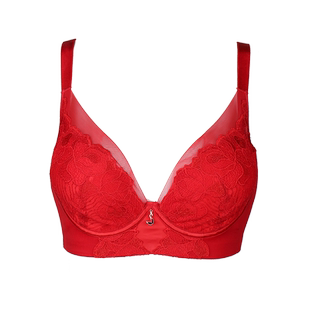 黑天鹅本命年女红色胸罩聚拢防下垂无钢圈文胸防下垂收副乳内衣女