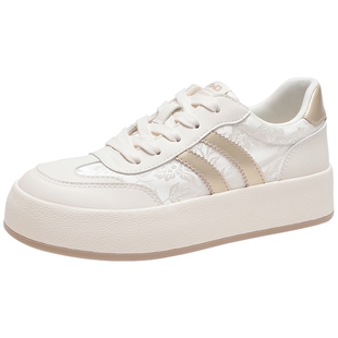 热风女鞋26春秋新款女士新中式国风厚底休闲板鞋麻薯阿甘德训鞋