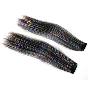 挂耳染假发片挑染短发条炫彩镭射亮丝音乐节演唱会气氛爵士舞发饰