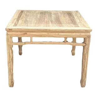 中式全实木餐桌八仙桌北方老榆木正方形四方桌农村吃饭桌子白茬