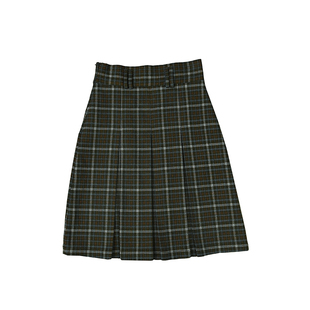 Punkhoo 春夏灰绿韩系复古格子裙女高腰a字百褶半身裙小个子宽松