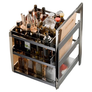 悍高希勒多层橱柜拉篮抽屉式铝合金厨房收纳调味篮内置调料置物架