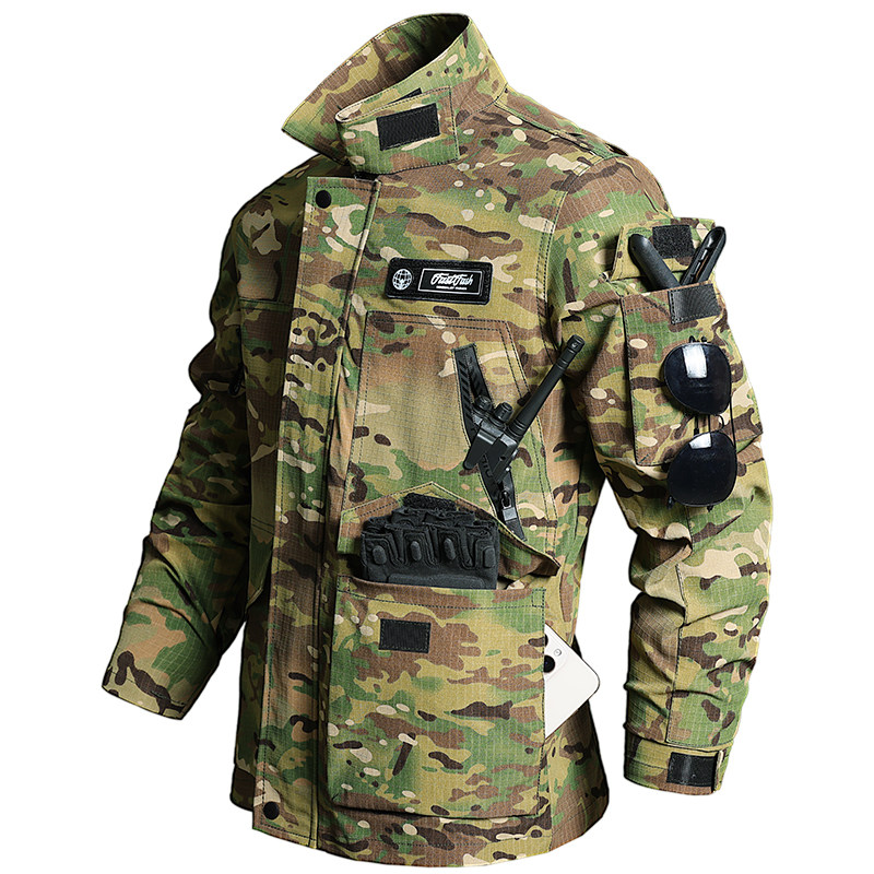 春秋网格工作服套装男耐磨迷彩服工装劳保服汽修工地工人户外军迷