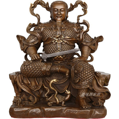 纯铜真武大帝铜像玄天供奉摆件