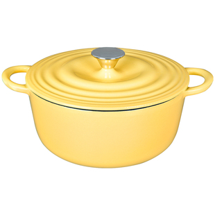 鹅黄色九铸珐琅锅铸铁锅炖盅炖锅汤锅家用不粘搪瓷砂锅电磁炉煮锅