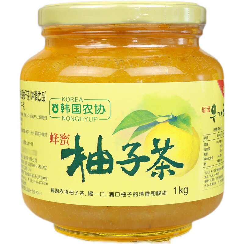 原装进口韩国农协蜂蜜柚子茶组合装1kg*2瓶水果茶酱冷热饮冲泡维C