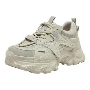 百思图2025秋季商场新款户外老爹鞋厚底增高女运动休闲鞋G6111CM5