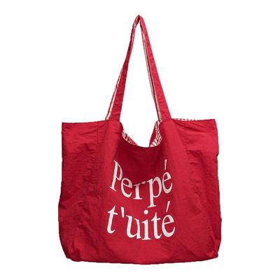 女百搭字母印花单肩包双面用