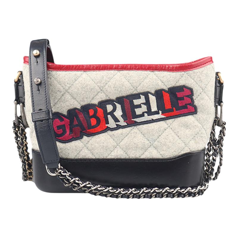 【自营】中古9新Chanel香奈儿GABRIELLE 流浪海军蓝毛呢斜挎包