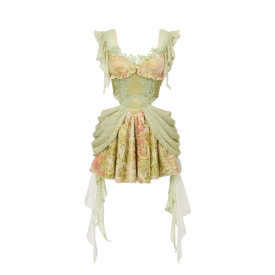 虚轨原创薄暮森林浅春系连衣裙