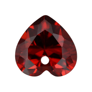 桃心形石榴红色锆石中间单孔裸石 人造锆石宝石耳钉吊坠DIY