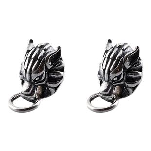 复古龙王耳钉男女款S925银泰银时尚银环动物头耳环个性耳坠耳饰品