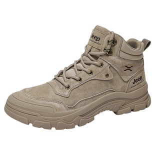 Jeep官方登山鞋男防泼水防滑减震中帮徒步鞋增高抓地轻便马丁靴冬