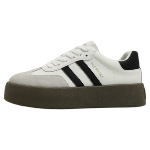 环球厚底德训鞋男女2025秋冬新款潮百搭增高白色学生运动休闲板鞋