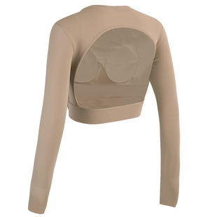 拍朵含胸垫运动上衣女紧身美背短款瑜伽服长袖性感露背健身衣内搭
