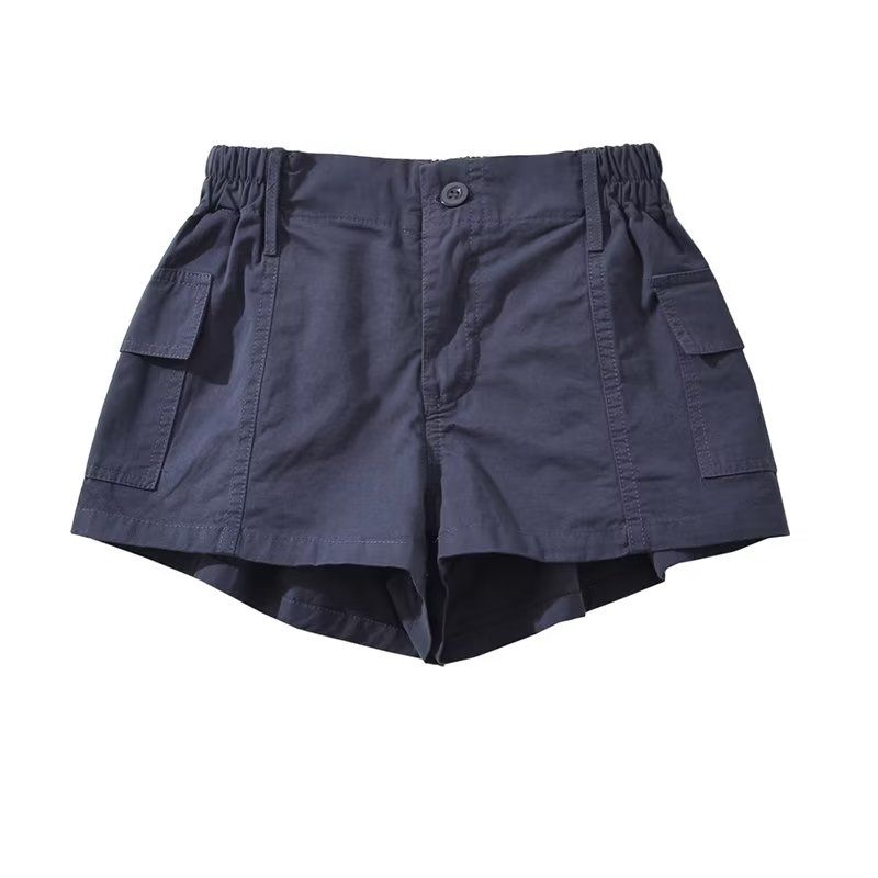 夏日冰美式简约设计弹力腰头口袋时尚工装裤