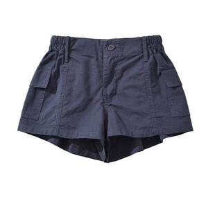 夏日冰美式简约设计弹力腰头口袋工装短裤女潮百搭运动健身热裤女