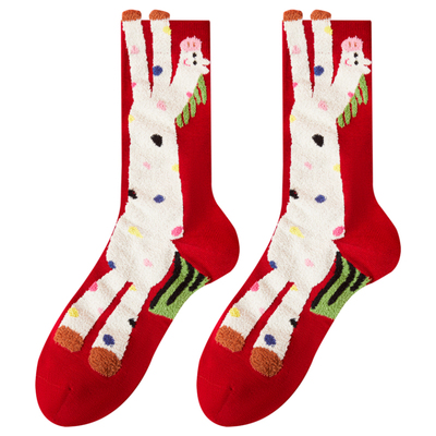 moremoli女士红色新年无骨棉袜