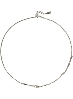 素图施家珍珠银简约女不规则项链