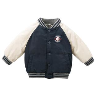 戴维贝拉儿童棒球服秋冬装男女童休闲夹棉外套棉服中大童棉袄帅气