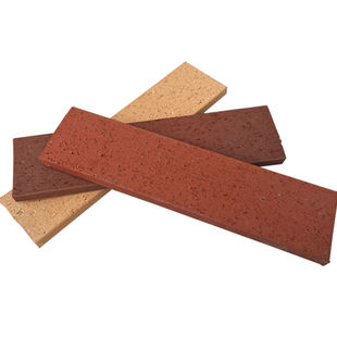 宜兴陶土6x24外墙砖别墅通体砖毛面拉毛砖复古老式劈开砖