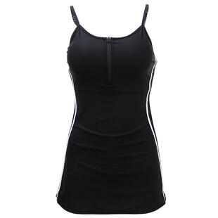 女士连身平角运动泳衣游泳馆女专用2025年新款遮肚裙式黑色游泳衣