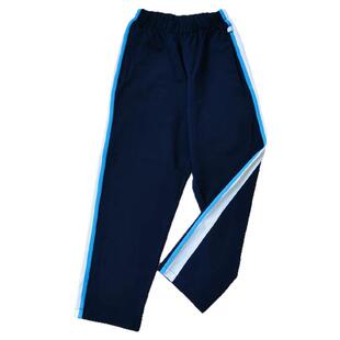 春夏秋冬男女校服裤子藏蓝直口拼前湖蓝条后白宽杠舒适学生休闲裤