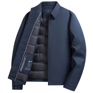 鸭鸭鸭鸭冬季中老年羽绒服男士短款通勤爸爸装夹克干部装保暖外套