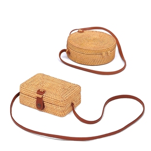 ins藤编包女2023草编织包海边度假沙滩包夏斜跨小包包复古森系