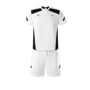 黑白撞色运动套装男女夏短袖短裤宽松速干网球羽毛骑行足球服情侣